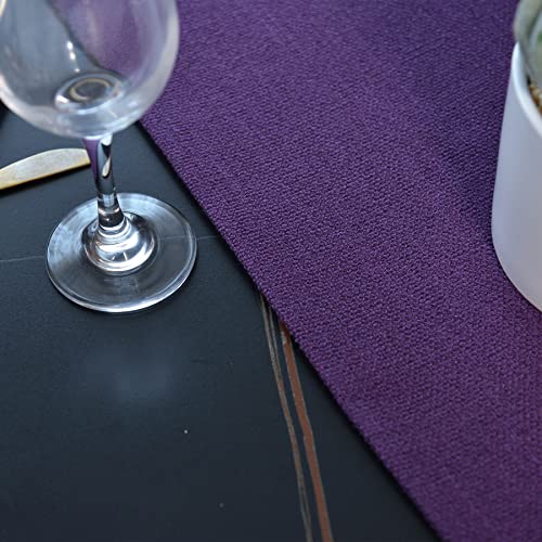 Farmhouse Table Runner Cloth 12x60 Inches Dark Purple for Holiday Dining