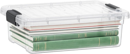 Superio Clear Plastic Storage Bin - 7.4 Quart, Non-Toxic & BPA Free, Stackable Organizer Box for Home & Office