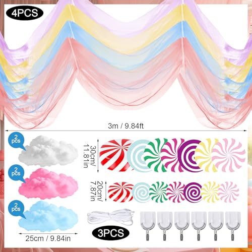 17 Pcs Pastel Candy Cloud Ceiling Decorations Set - Christmas Room Decor - Variation of Candy 26