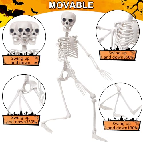 3Ft Life Size Posable Skeleton for Halloween Decorations - Realistic Full Body Design
