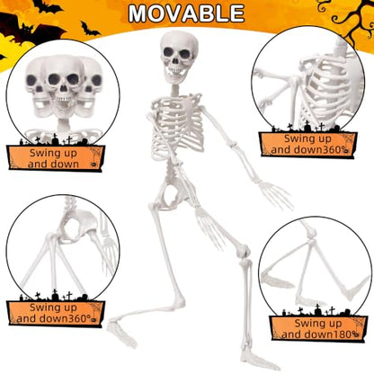3Ft Life Size Posable Skeleton for Halloween Decorations - Realistic Full Body Design