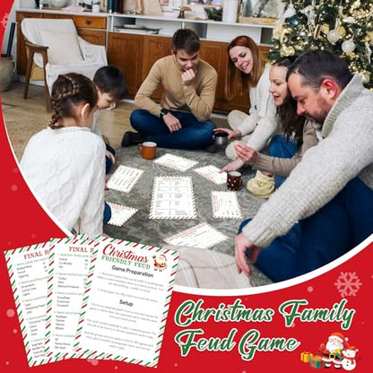 Christmas Family Feud Card Game XMAS Party Game for Adults & Kids