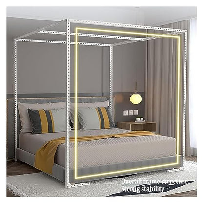 Black California King Mosquito Net Bed Frame Brackets Canopy Poles - Stainless Steel