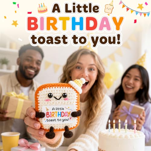 Orange Birthday Toast Decor - Handmade Crochet Celebration Keepsake