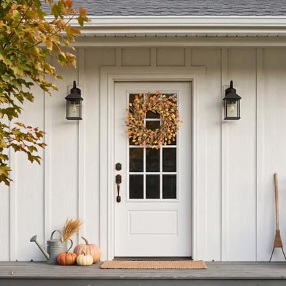Fall Wreath for Front Door - 24 Inch Handmade Autumn Floral Wreath - Orange Variation