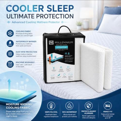 Waterproof Mattress Protector King Size Cooling Bed Cover Noise-Free