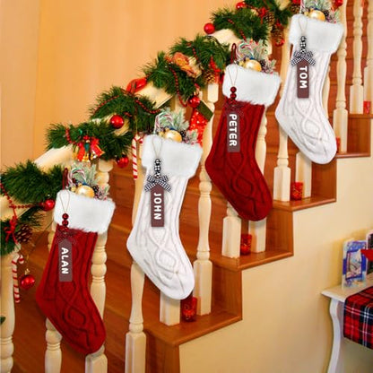 Christmas Stockings Set 4 Pack 18 Inch Cable Knitted Red White Personalized Holiday Decor