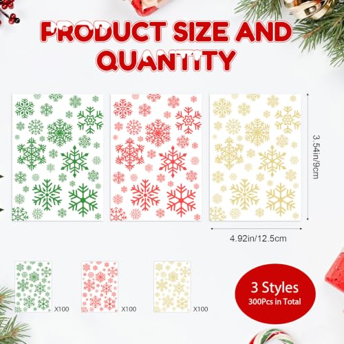 300Pcs Christmas Candy Wrappers - Festive Wax Paper for Homemade Treats - 4.92 x 3.54 inches - Red, Green, Gold - Variation of 300