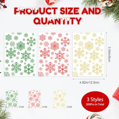 300Pcs Christmas Candy Wrappers - Festive Wax Paper for Homemade Treats - 4.92 x 3.54 inches - Red, Green, Gold - Variation of 300
