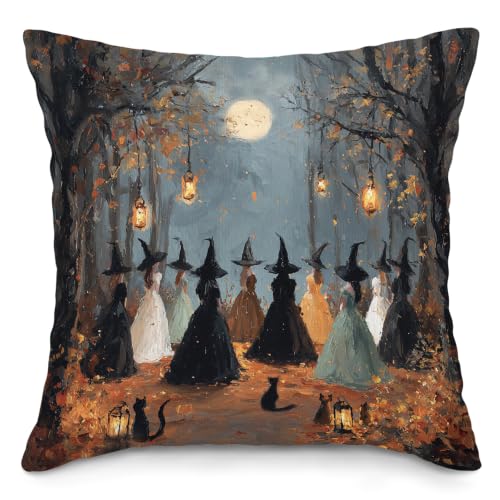 Halloween Witch Decorative Throw Pillow Cover - 18x18 Inches, Pack of 1