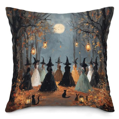 Halloween Witch Decorative Throw Pillow Cover - 18x18 Inches, Pack of 1