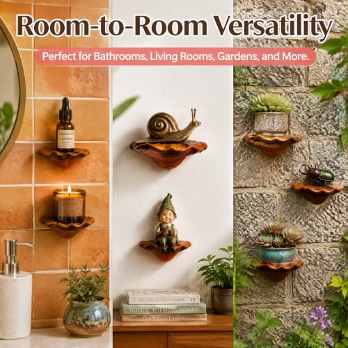 Resin Floating Mushroom Shelves Set - Rustic Wall Decor & Small Storage
