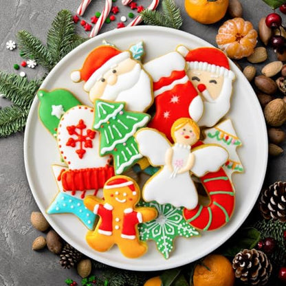 Christmas Cookie Cutter Set - 12 Stainless Steel Shapes for Baking & Decorating