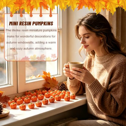 Mini Fall Pumpkin Resin Pumpkins - 120 Pcs Artificial Decor for Autumn