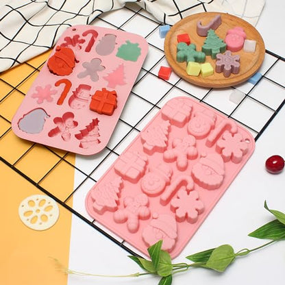 Christmas Silicone Molds Set - Tree, Santa, Gingerbread, Candy - 3pcs