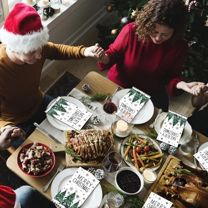 Christmas Tree Napkins 60 Pack - Disposable Holiday Dinner & Party Supplies