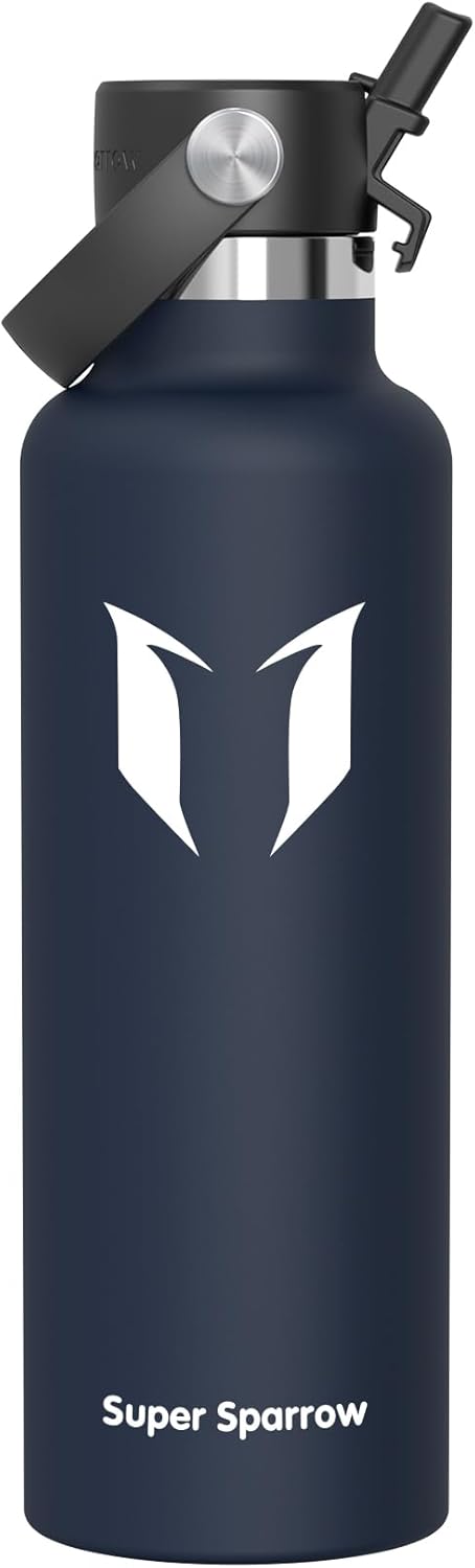 Super Sparrow Insulated Water Bottle - BPA-Free, Leak-Proof Flask | Ergonomic Straw - 17 Oz, 25 Oz, 34 Oz