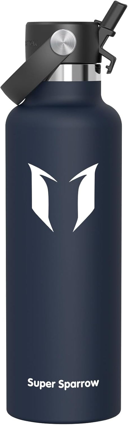 Super Sparrow Insulated Water Bottle - BPA-Free, Leak-Proof Flask | Ergonomic Straw - 17 Oz, 25 Oz, 34 Oz