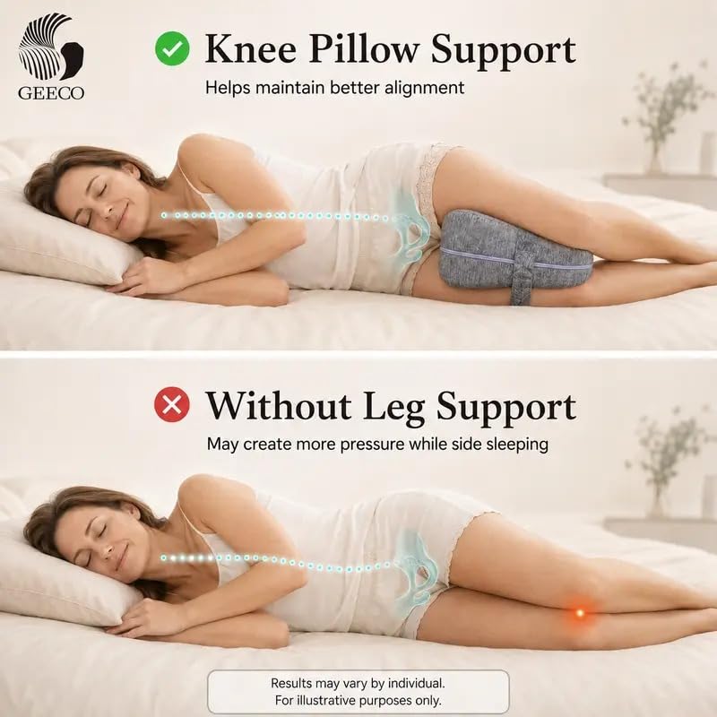 Cooling Knee Pillow for Side Sleepers - Spine Alignment & Breathable Fabric