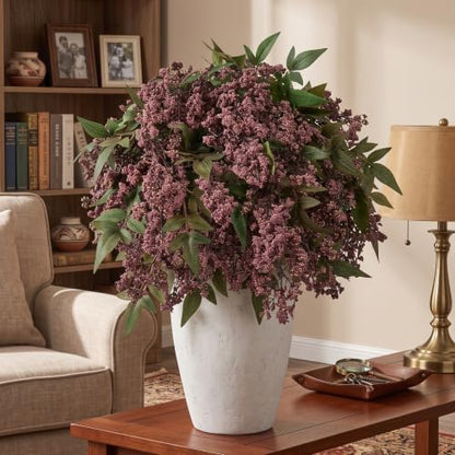 Dusty Plum 17-Inch Faux Nandina Berry Stems - 5 Pack for Vase Decor