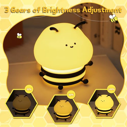 Cute Bee Night Light for Nursery - Silicone Animal Lamp with Dimming & 9 Lighting Effects - Color 4