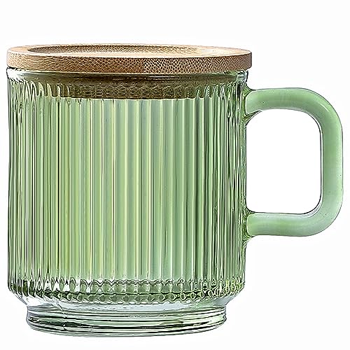 Lysenn Glass Coffee Mug with Bamboo Lid - Lime Green - 12oz Tea Cup