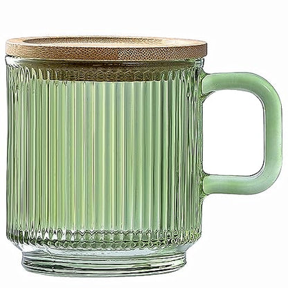 Lysenn Glass Coffee Mug with Bamboo Lid - Lime Green - 12oz Tea Cup