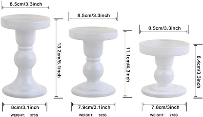 Skiennix 3-Piece White Glass Candlestick Set - Elegant Crystal Holders for Weddings & Home Decor
