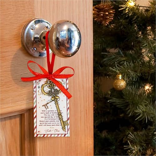 24 Sets Santa’s Magic Key with Card & Ribbon - No Chimney Christmas Ornament - Holiday Tradition Metal Key Decoration - Variation of THIS listing