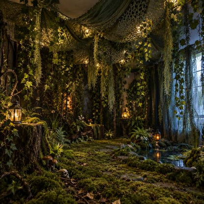 Halloween Swamp Decoration Set with Creepy Cloth Succulents and Moss