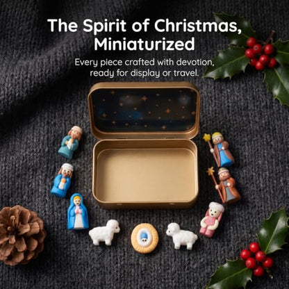 Mini Nativity Scene Set in a Box - Handmade Religious Christmas Decor