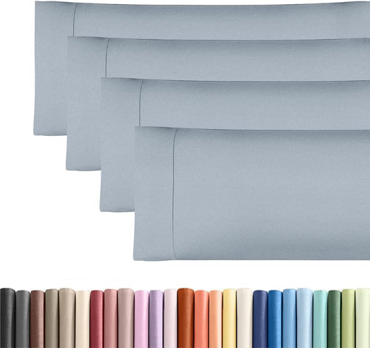 Skiennix Body Pillowcases Set of 4 | Soft & Breathable 20x54 Long Pillow Covers - Fade-Free & Machine Washable - Heathered Blue