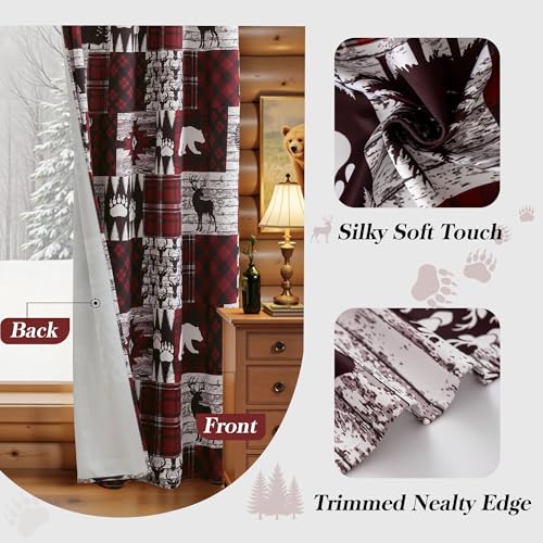Red Rustic Christmas Curtains for Living Room Bedroom, 52W x 63L, Set of 2 - Variation of THIS listing