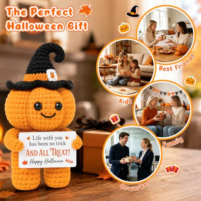 Halloween Crochet Pumpkin Basket Stuffer for Men Women Spooky Gift