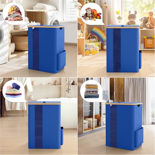 BlissTotes Laundry Basket with Lid, 100L Clothes Laundry Hamper with Handles and Removable Laundry Bag, Breathable Design Hamper with Lid for Bedroom, Bathroom, Dorm, Laundry Room - Beige
