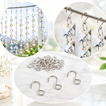 200 Stainless Steel S Hooks for Suncatchers and Hanging Decorations