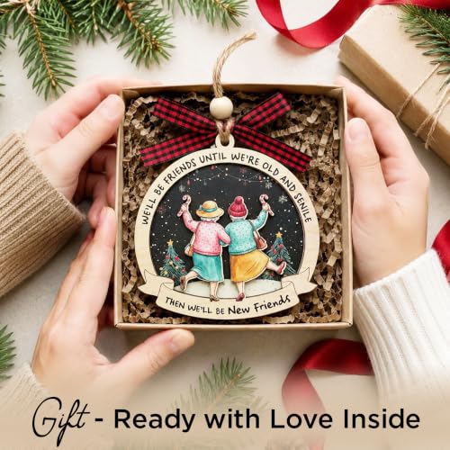 Old Friend Friendship Christmas Ornament 2026 - Wooden Holiday Keepsake