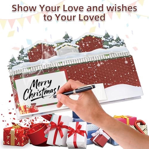 Musical Christmas Card with Lights & 3D Pop-Up Scene - Envelopes Included