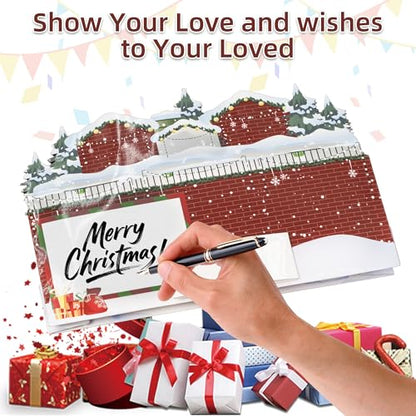 Musical Christmas Card with Lights & 3D Pop-Up Scene - Envelopes Included