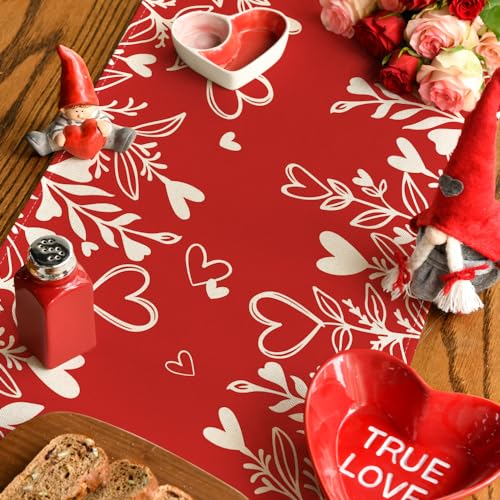 Red Heart Love Valentine's Table Runner 13x48 Inch Home Decor - Artoid Mode
