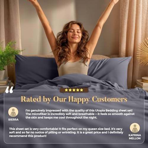 Utopia Bedding California King Sheet Set – 4 Piece Bed Sheets for Cal King Size Bed, Soft and Breathable Microfiber, Includes 1 Fitted Sheet, 1 Flat Sheet and 2 Pillowcases (Grey)