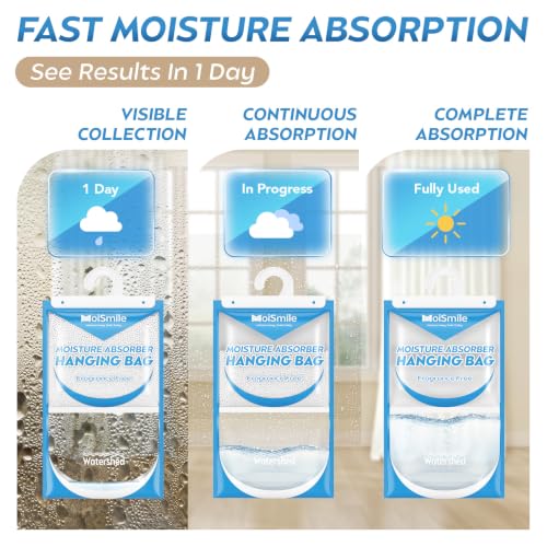 Large Capacity Hanging Moisture Absorber Bags - Unscented, 3 Pack - Fragrance Free