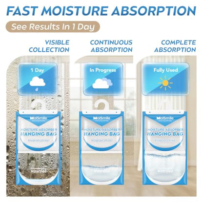 Large Capacity Hanging Moisture Absorber Bags - Unscented, 3 Pack - Fragrance Free
