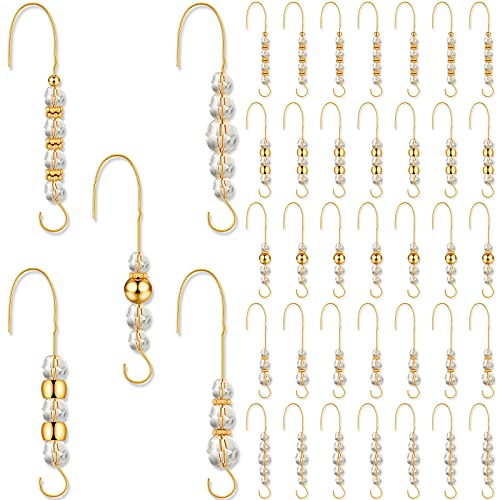 Christmas Ornament Hooks 35 Pack Gold Wire Acrylic Crystal Hangers 5 Styles