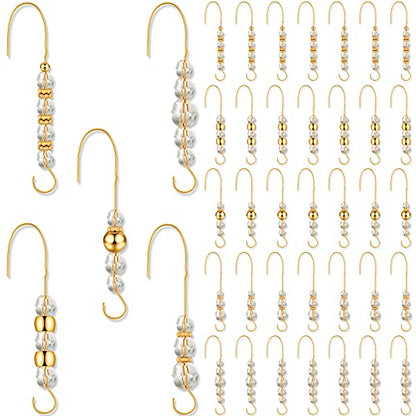 Christmas Ornament Hooks 35 Pack Gold Wire Acrylic Crystal Hangers 5 Styles
