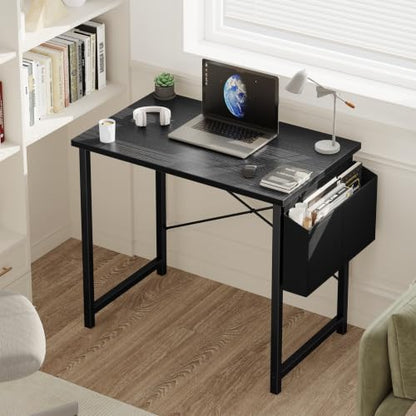 DUMOS 31-Inch Small Computer Desk - Black Home Office & Gaming Table