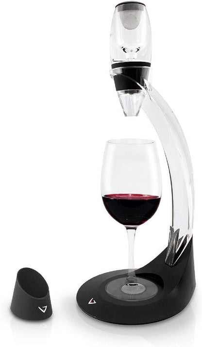 Vinturi Wine Aerator Deluxe Essential Red Wine Pourer and Decanter Tower Stand Set Easily and Conveniently Aerates Wine by the Bottle or Glass and Enhances Flavors with Smoother Finish, Black