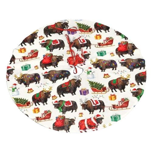 Highland Cow Christmas Tree Skirt 30 Inches Holiday Decor - Christams Highland Cow / 30"