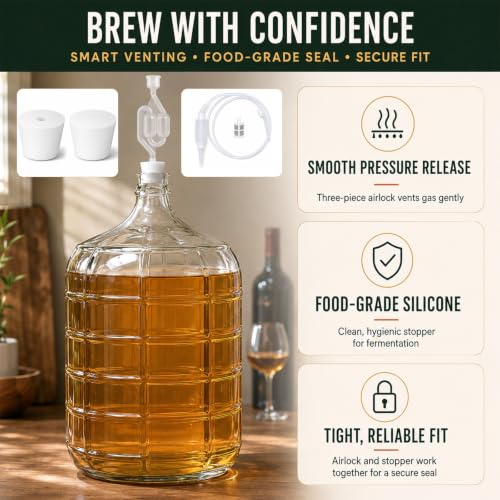 5 Gallon Carboy Fermentation Kit with Carrier, Brush, Airlock, Siphon & Stoppers