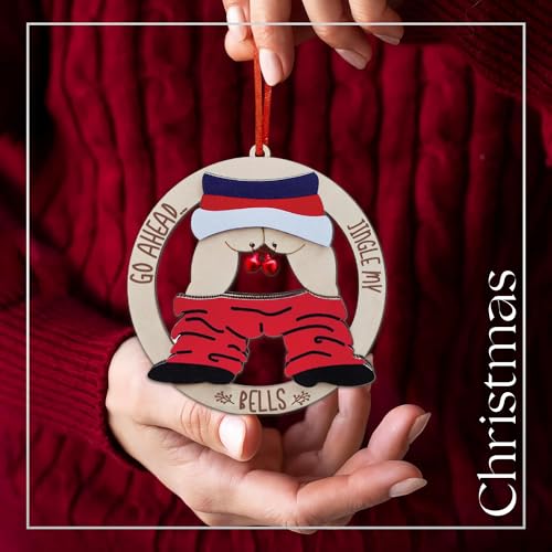 Funny Wooden Christmas Ornament - Jingle My Bell Holiday Decor for Adults